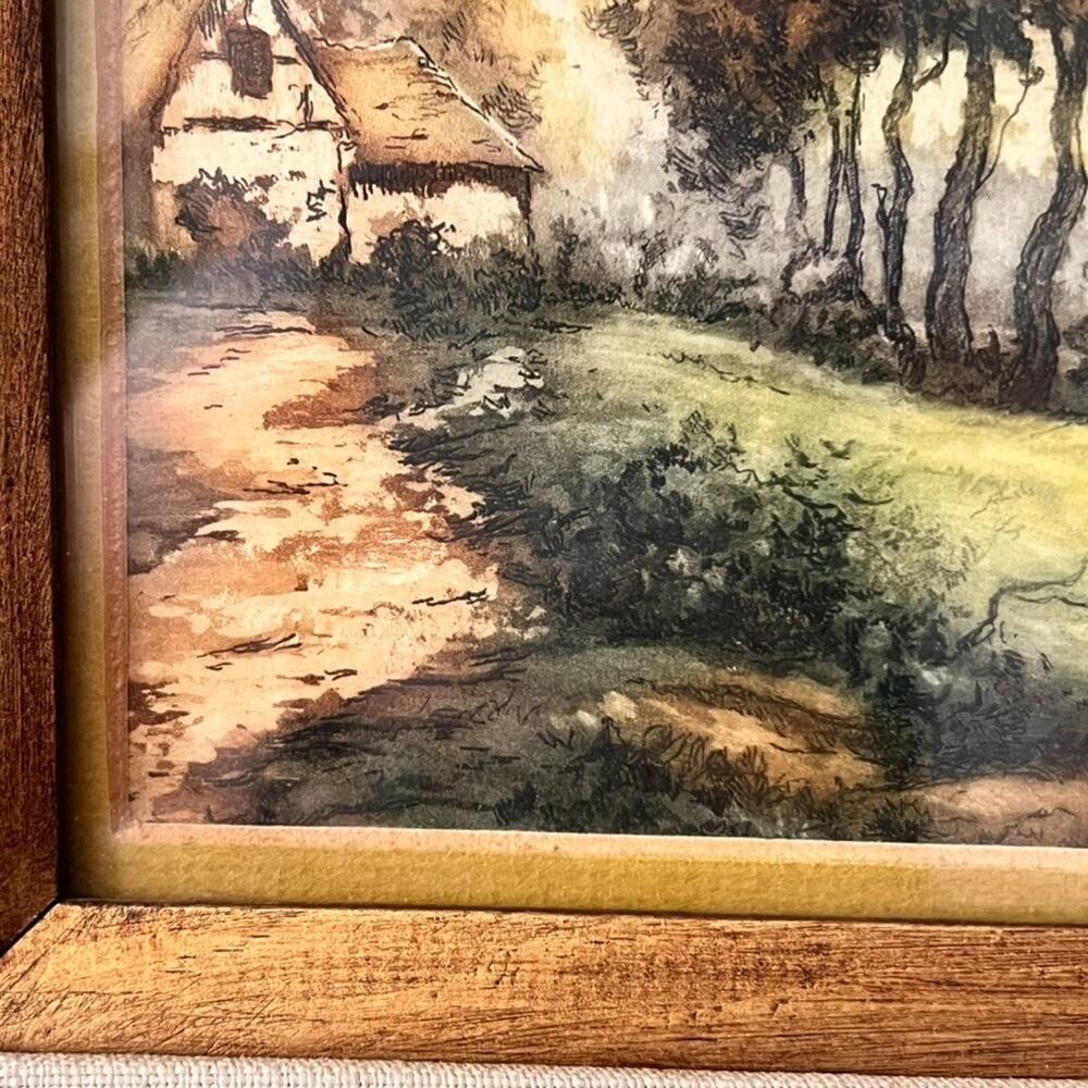 Vintage Collectable Landscape Lithograph Print Framed 19x17" By L Benard - Picture 15 of 16